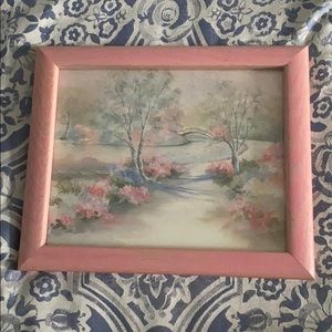 Cherry blossom picture with wooden frame